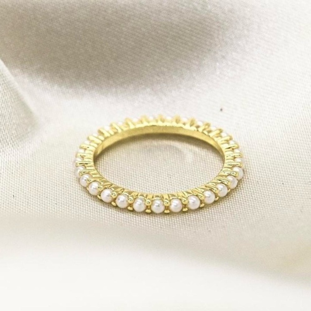 Dainty Micro Pearl Infinity Ring